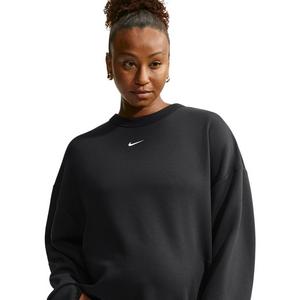 Nike Women's Maternity Studio Fleece Sport Dri-FIT Oversized Crewneck Sweatshirt - Black/White - BLACK/WHITE