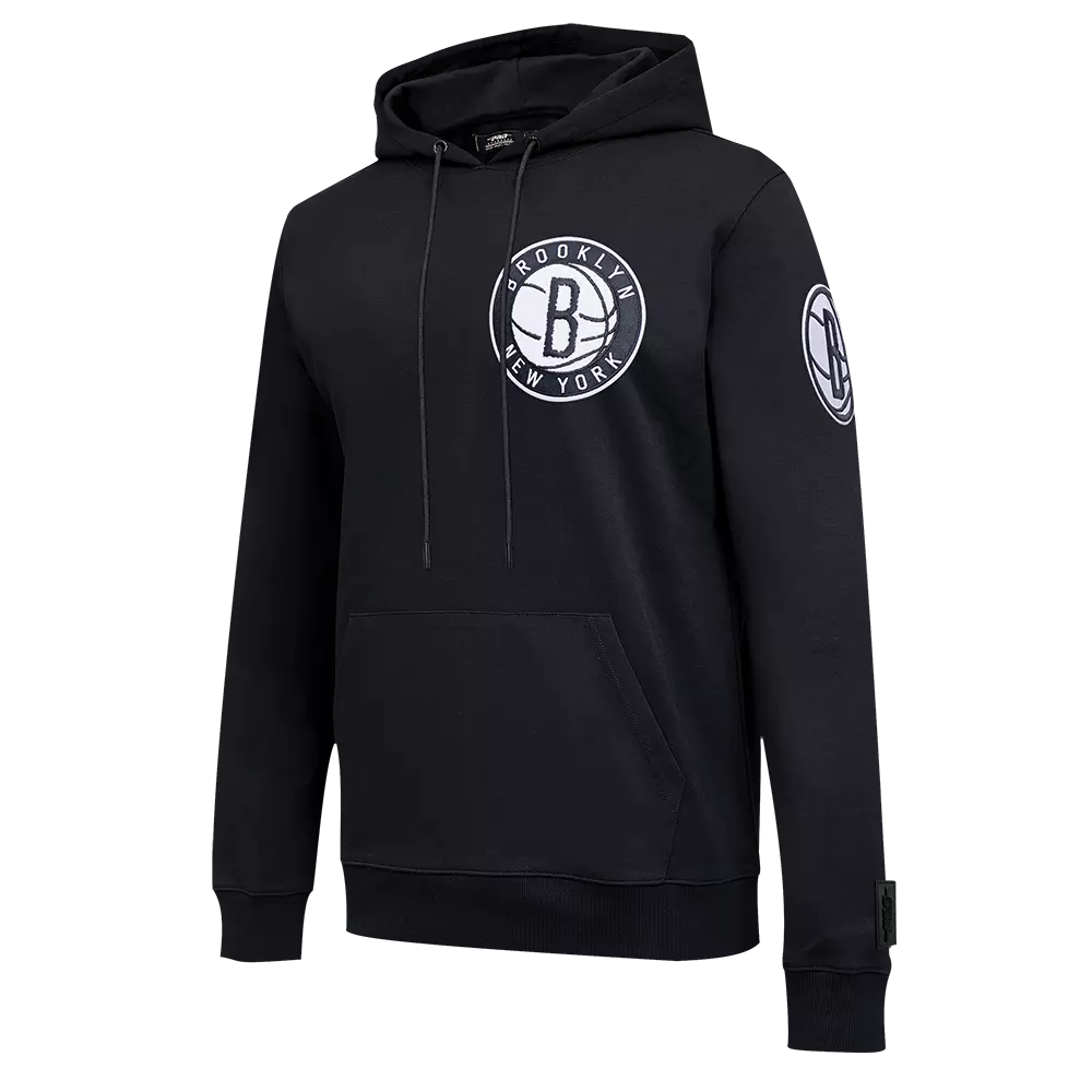 Pro Standard Men's Brooklyn Nets Classic Chenille DK PO Hoodie -Black - BLACK