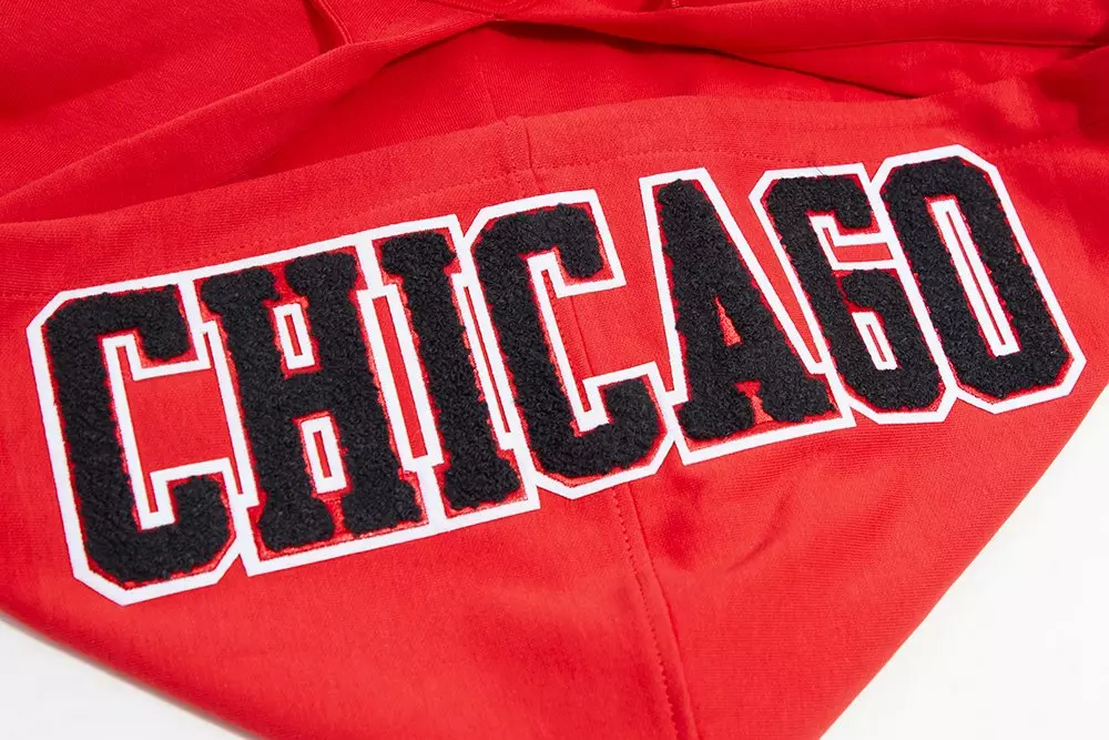 Pro Standard Men's Chicago Bulls Classic Chenille DK PO Hoodie -Red - RED