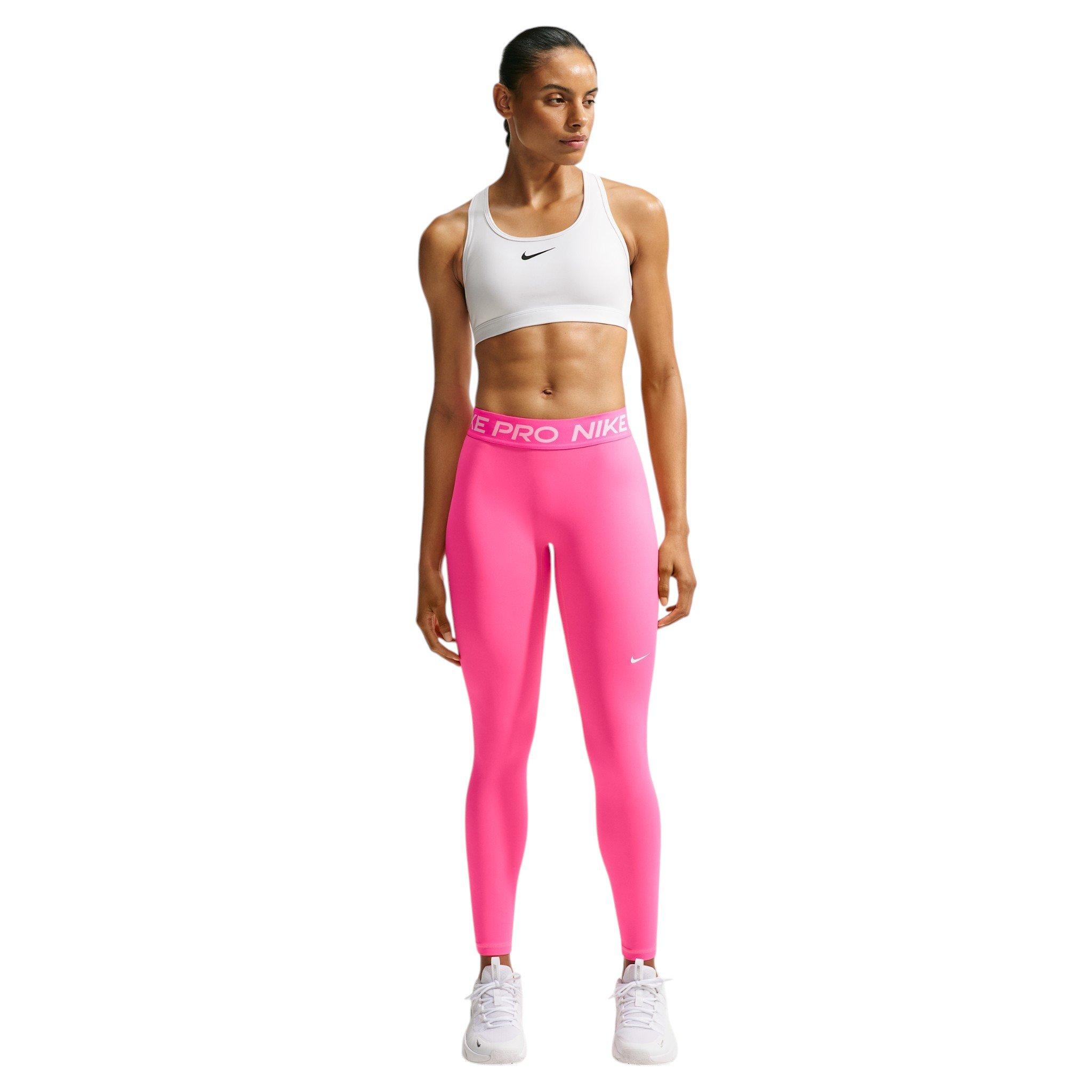 Nike Women's Pro Mid-Rise Full-Length Leggings - Pink/White - PINK/WHITE