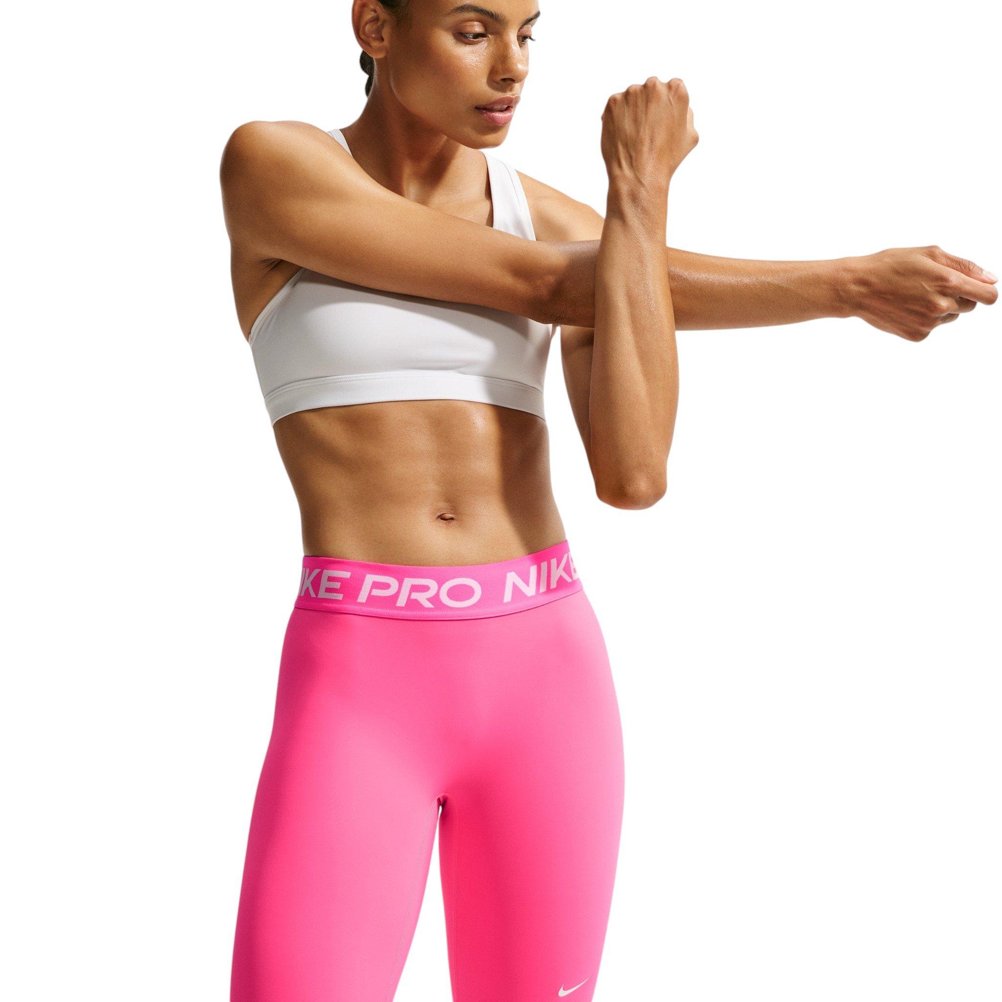 Nike Women's Pro Mid-Rise Full-Length Leggings - Pink/White - PINK/WHITE