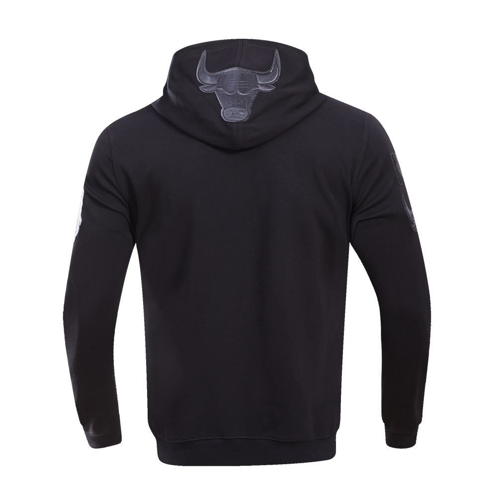 Pro Standard Men's Chicago Bulls Triple Black Logo Hoodie - BLACK Thumbnail View 2