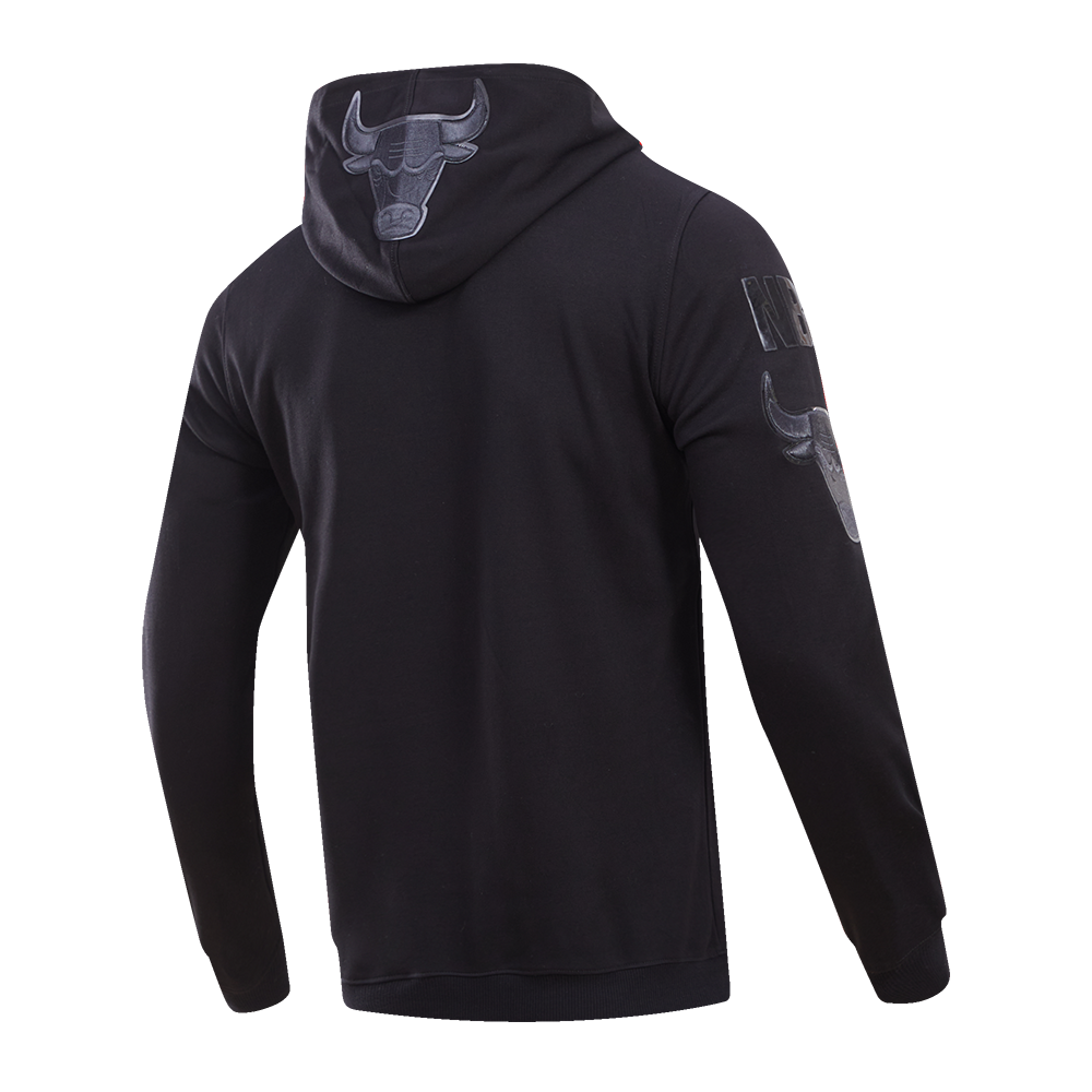 Pro Standard Men's Chicago Bulls Triple Black Logo Hoodie - BLACK Thumbnail View 4