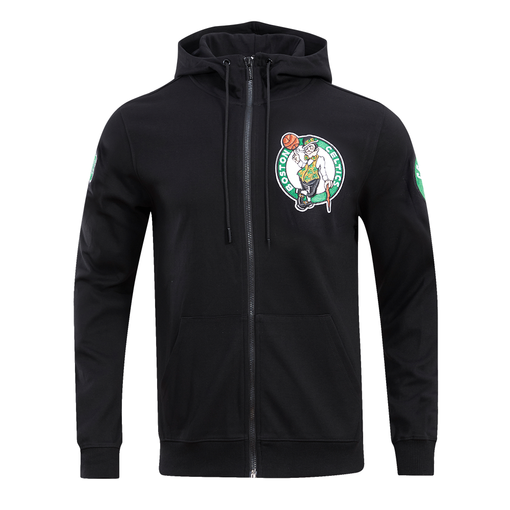 Pro Standard Men's Boston Celtics Classic Chenille DK Full-Zip Pullover Jacket - Black - BLACK Thumbnail View 1