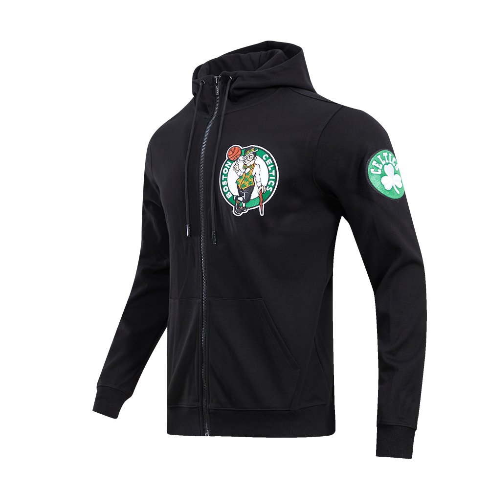 Pro Standard Men's Boston Celtics Classic Chenille DK Full-Zip Pullover Jacket - Black - BLACK Thumbnail View 3