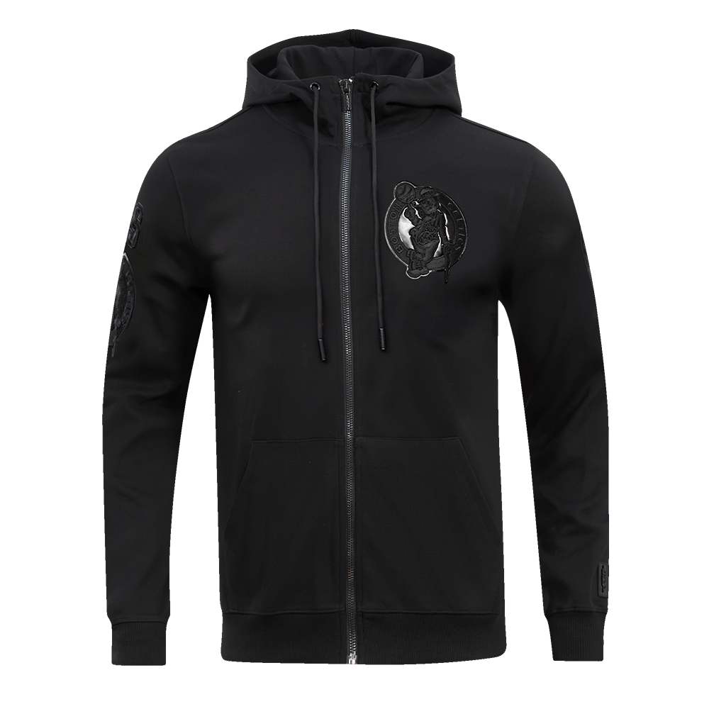 Pro Standard Men's Boston Celtics Triple Black Logo Zipper Hoodie - BLACK Thumbnail View 1
