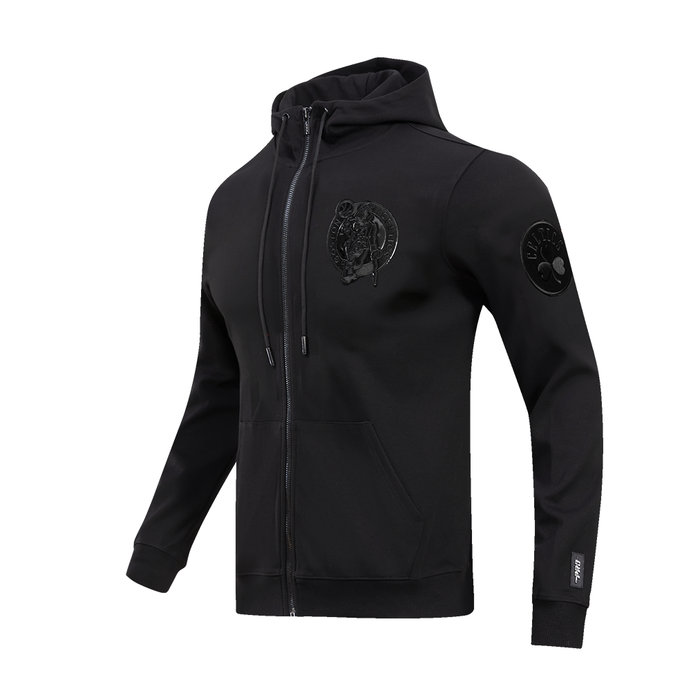 Pro Standard Men's Boston Celtics Triple Black Logo Zipper Hoodie - BLACK Thumbnail View 3