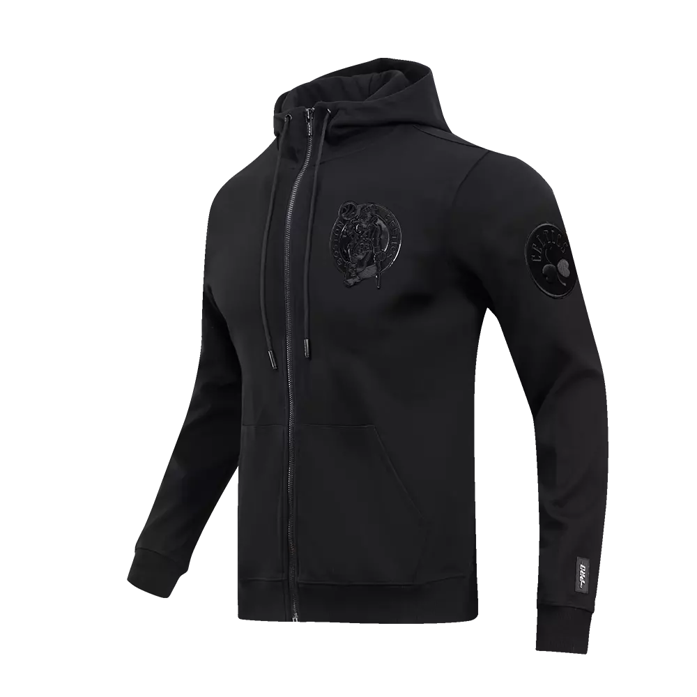 Pro Standard Men's Boston Celtics Triple Black Logo Zipper Hoodie - BLACK