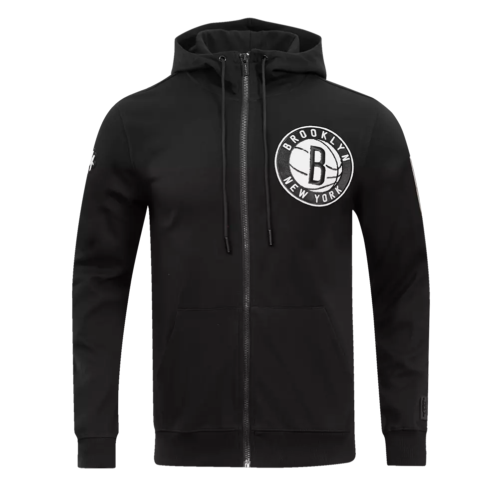 Pro Standard Men's Brooklyn Nets Classic Chenille DK Full-Zip Pullover Jacket -Black - BLACK