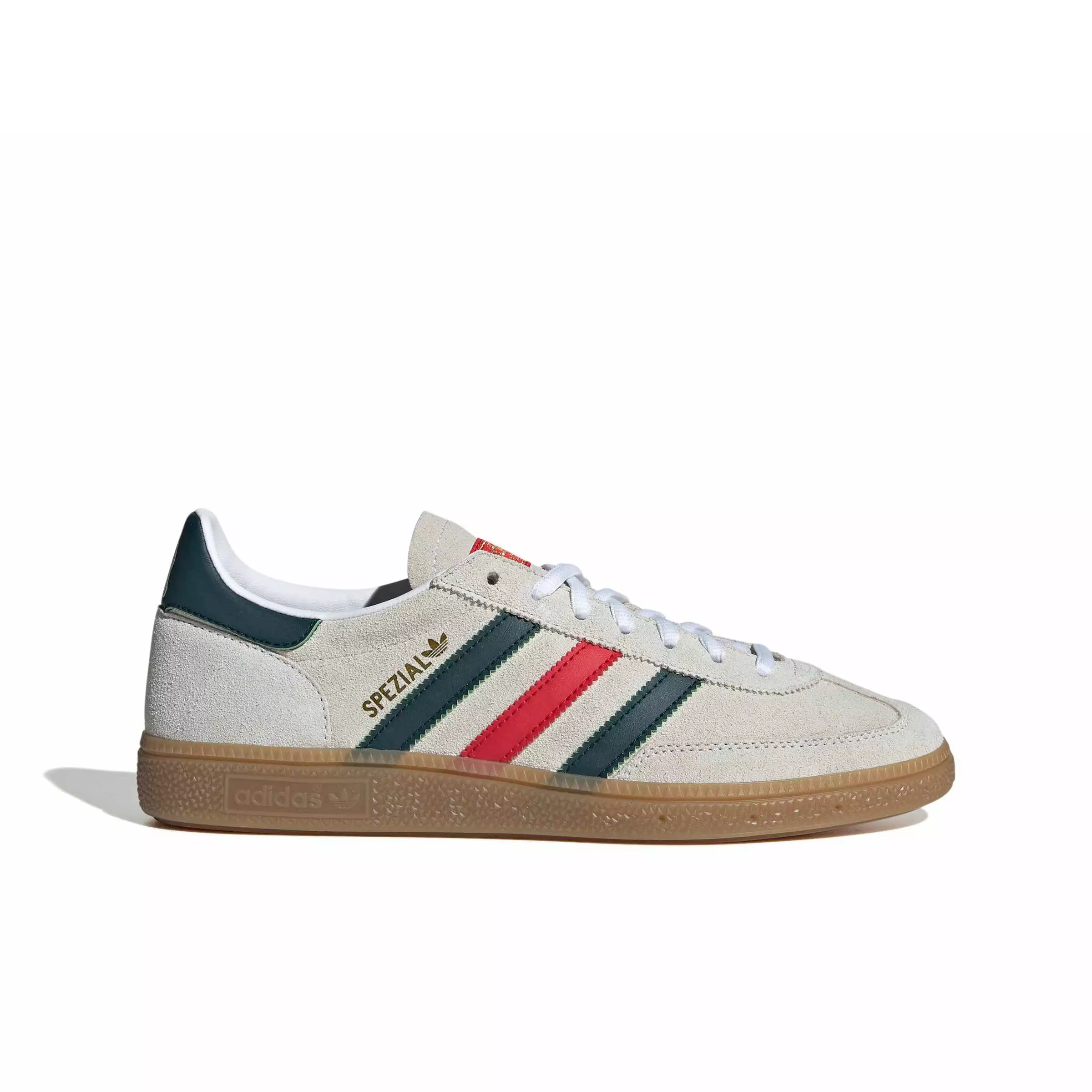 adidas Originals Mexico Handball Spezial "Ftwr White/Aurora Ivy/Better Scarlet" Men's Shoe - WHITE/IVY/SCARLET
