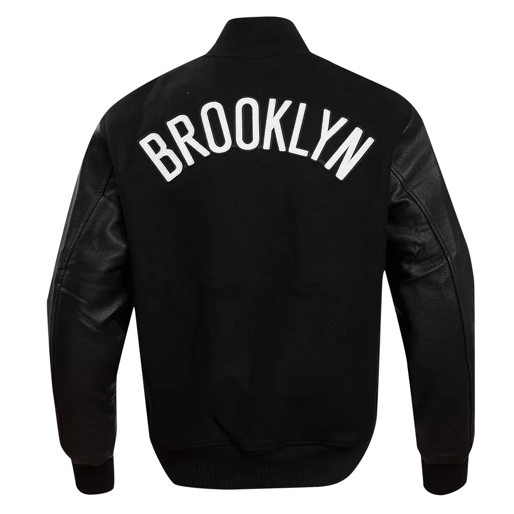 Pro Standard Men's Brooklyn Nets Classic Wool Varsity Jacket - Black - BLACK