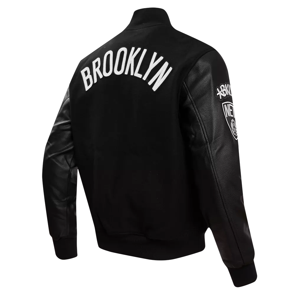 Pro Standard Men's Brooklyn Nets Classic Wool Varsity Jacket - Black - BLACK