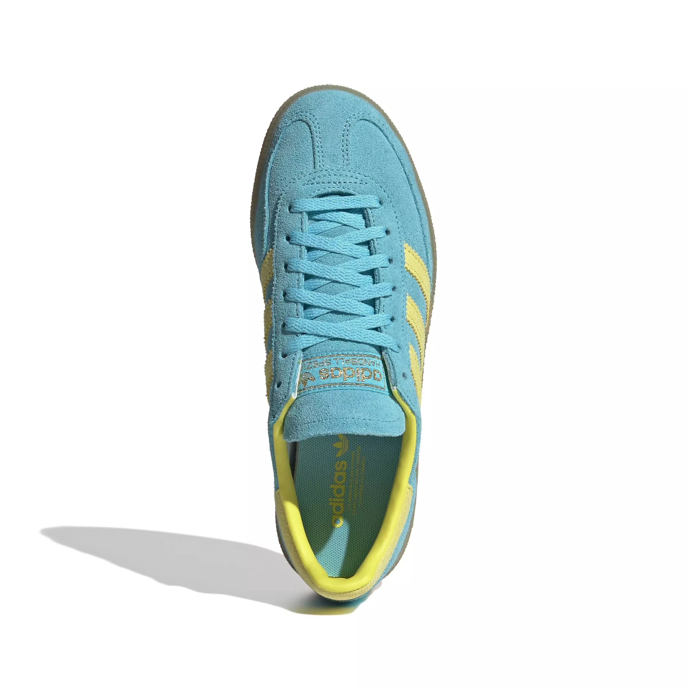adidas Originals Handball Spezial "Blue Glow/Bright Yellow/Gold Metallic" Women's Shoe - BLUE/YELLOW/GOLD