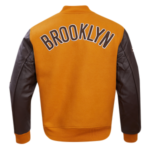 Pro Standard Men's Brooklyn Nets Classic Wool Varsity Jacket -Brown