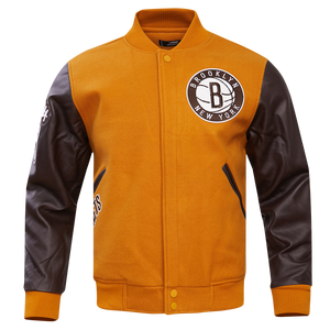 Pro Standard Men's Brooklyn Nets Classic Wool Varsity Jacket -Brown