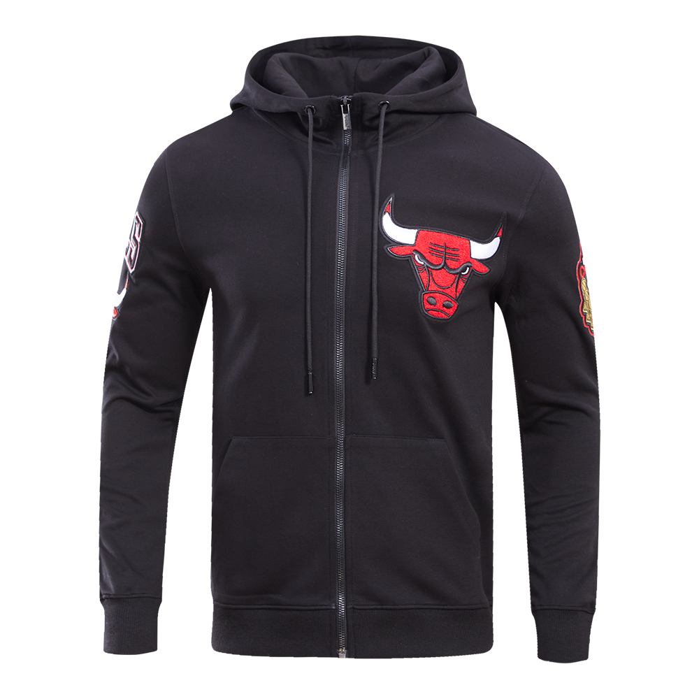 Pro Standard Men's Chicago Bulls Classic Chenille DK Full-Zip Pullover Jacket - Black - BLACK Thumbnail View 1