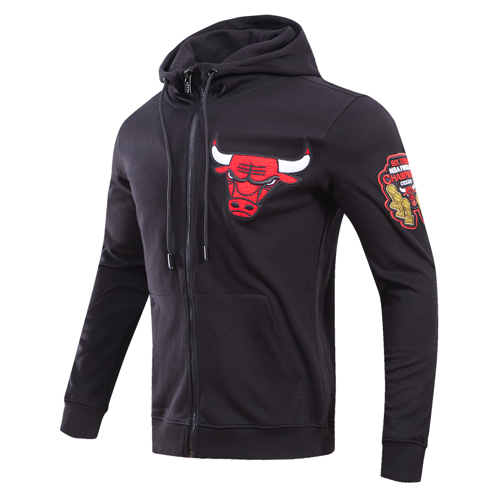 Pro Standard Men's Chicago Bulls Classic Chenille DK Full-Zip Pullover Jacket - Black - BLACK Thumbnail View 3