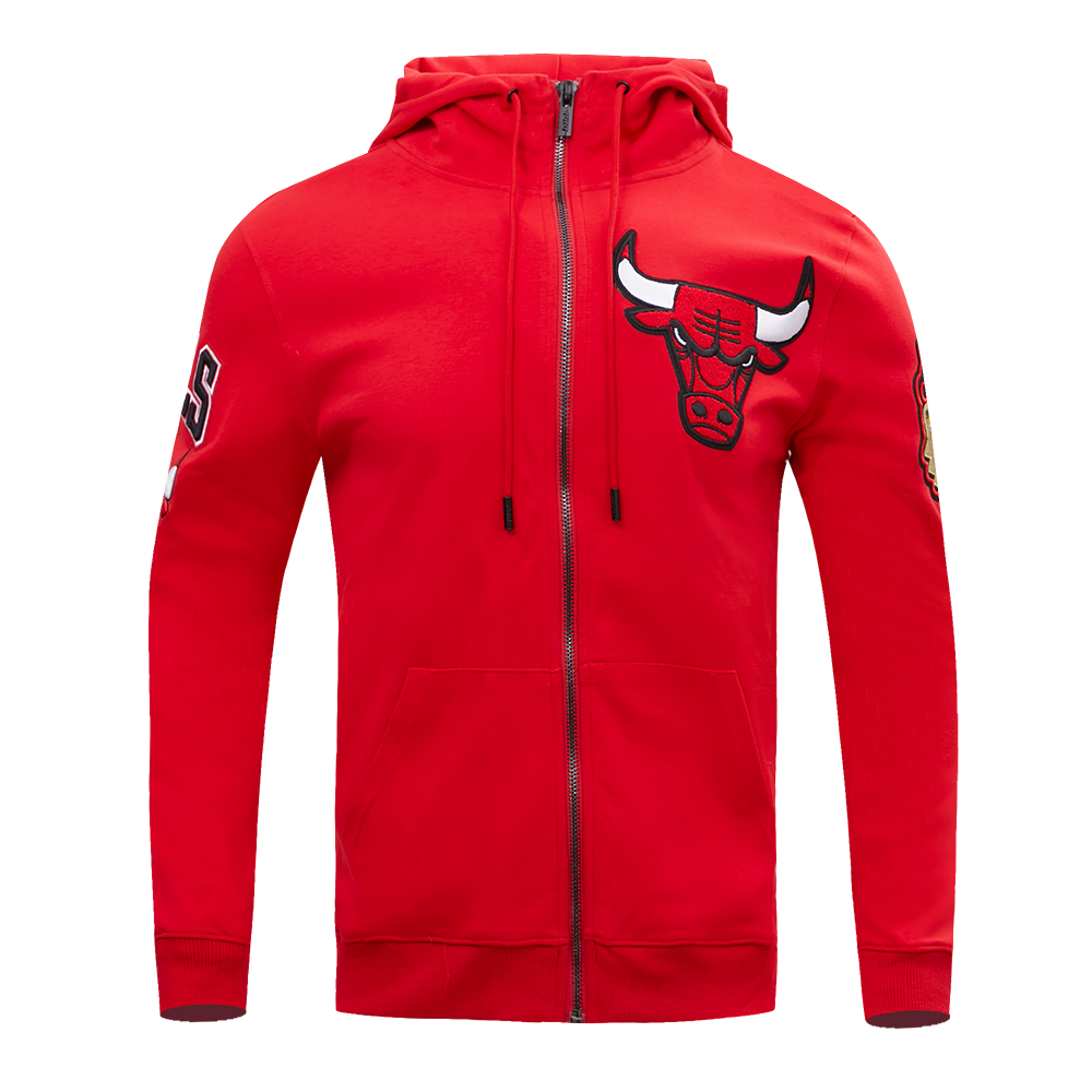 Pro Standard Men's Chicago Bulls Classic Chenille DK Full-Zip Pullover Jacket -Red - RED Thumbnail View 1