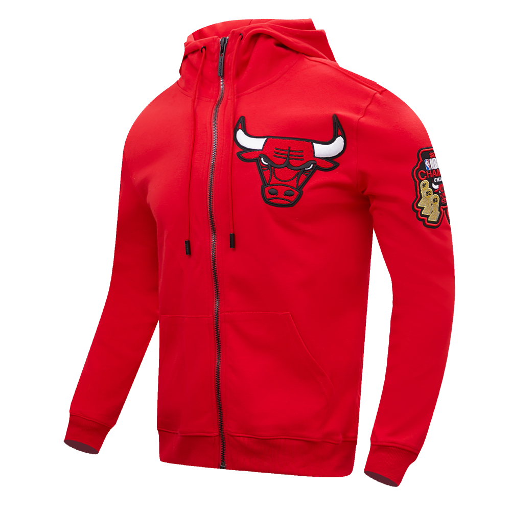 Pro Standard Men's Chicago Bulls Classic Chenille DK Full-Zip Pullover Jacket - Red - RED Thumbnail View 3