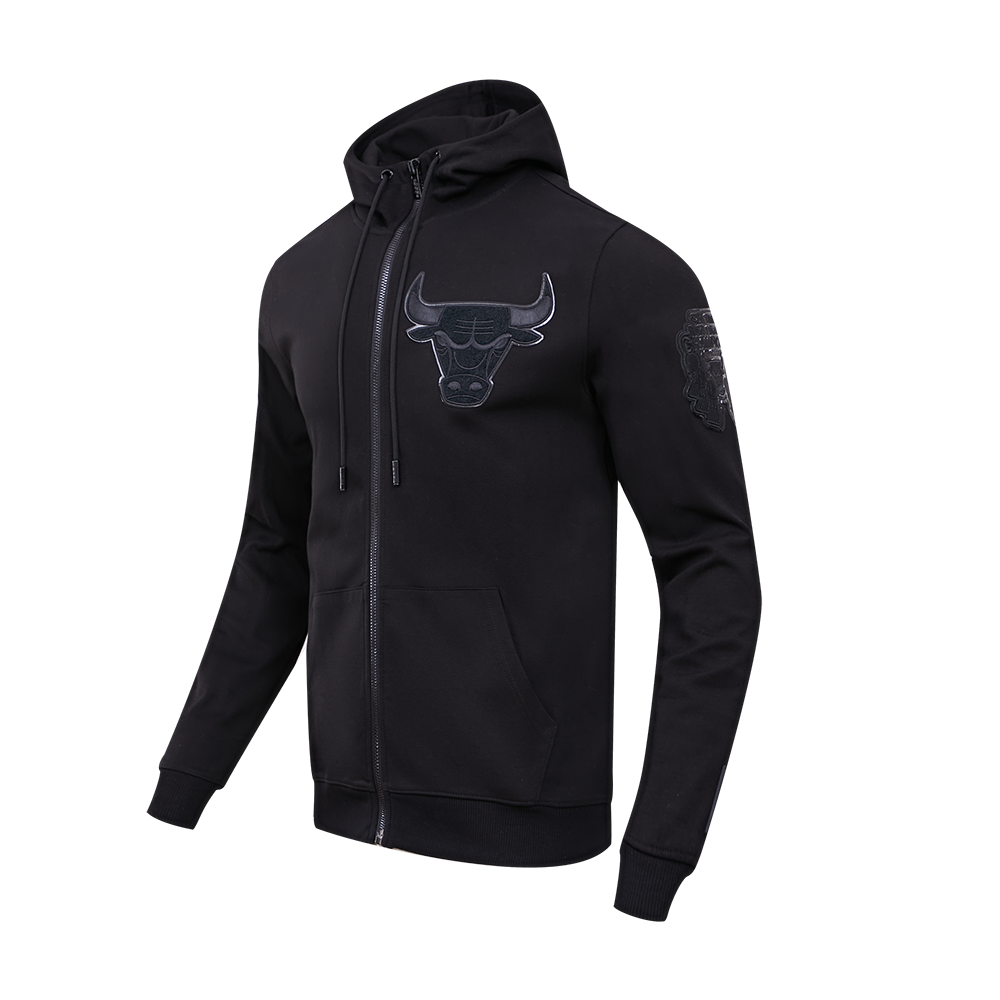 Pro Standard Men's Chicago Bulls Triple Black Zipper Jacket - BLACK Thumbnail View 3