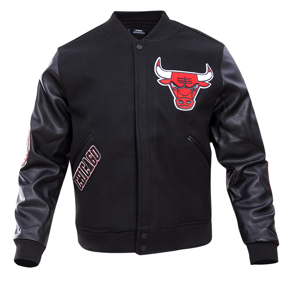 Pro Standard Men's Chicago Bulls Classic Wool Varsity Jacket - Black - BLACK Thumbnail View 1