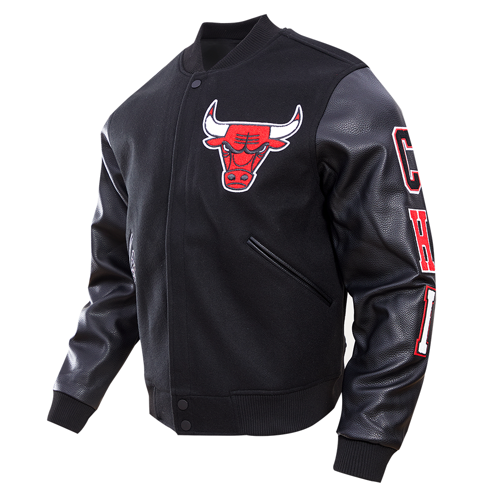 Pro Standard Men's Chicago Bulls Classic Wool Varsity Jacket - Black - BLACK Thumbnail View 3