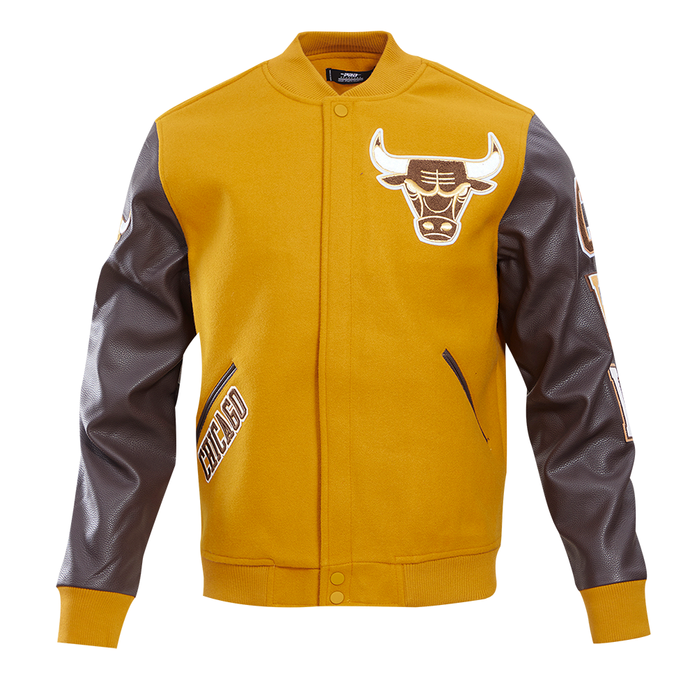 Pro Standard Men's Chicago Bulls Classic Wool Varsity Jacket -Brown - BROWN Thumbnail View 1