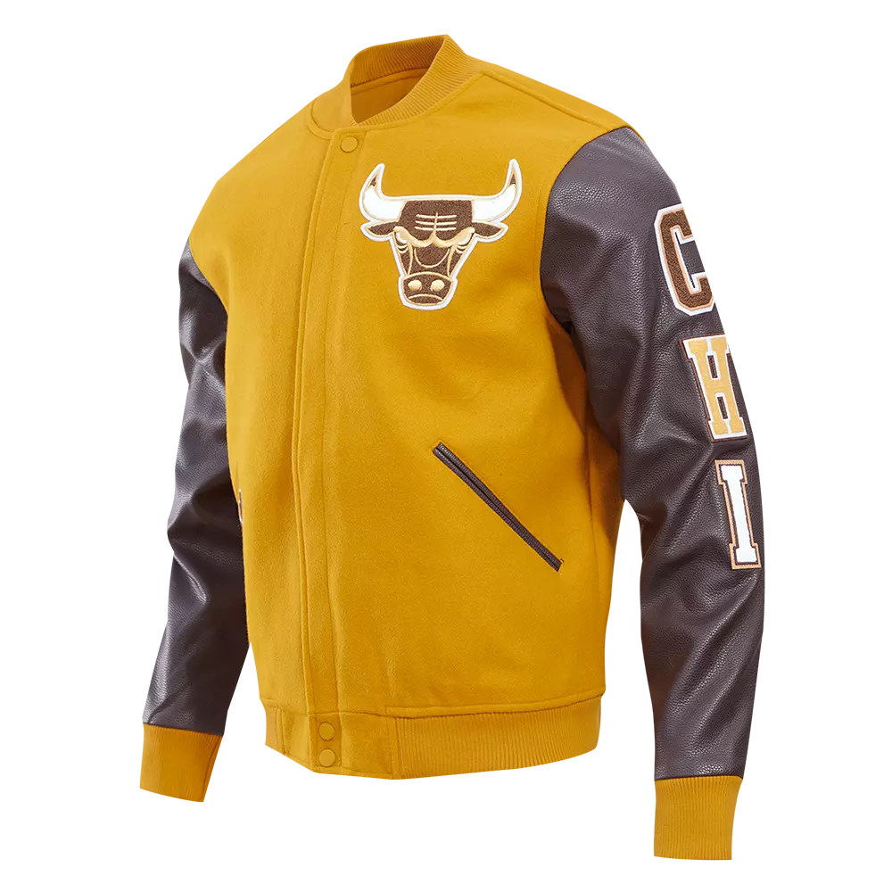Pro Standard Men's Chicago Bulls Classic Wool Varsity Jacket -Brown - BROWN