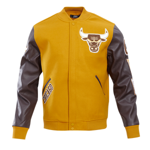 Pro Standard Men's Chicago Bulls Classic Wool Varsity Jacket -Brown