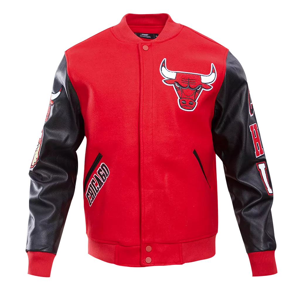 Pro Standard Men's Chicago Bulls Classic Wool Varsity Jacket - Red/Black - RED/BLACK