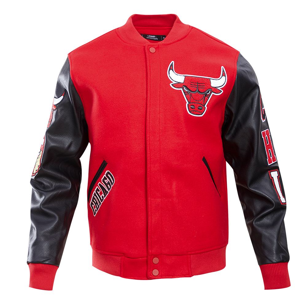 Pro Standard Men's Chicago Bulls Classic Wool Varsity Jacket -Red/Black - RED/BLACK Thumbnail View 1