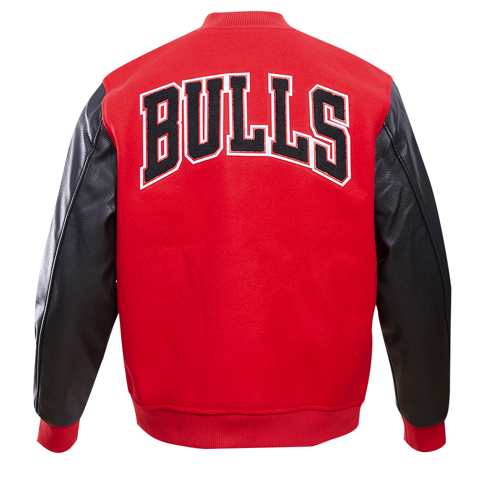 Pro Standard Men's Chicago Bulls Classic Wool Varsity Jacket -Red/Black - RED/BLACK Thumbnail View 2