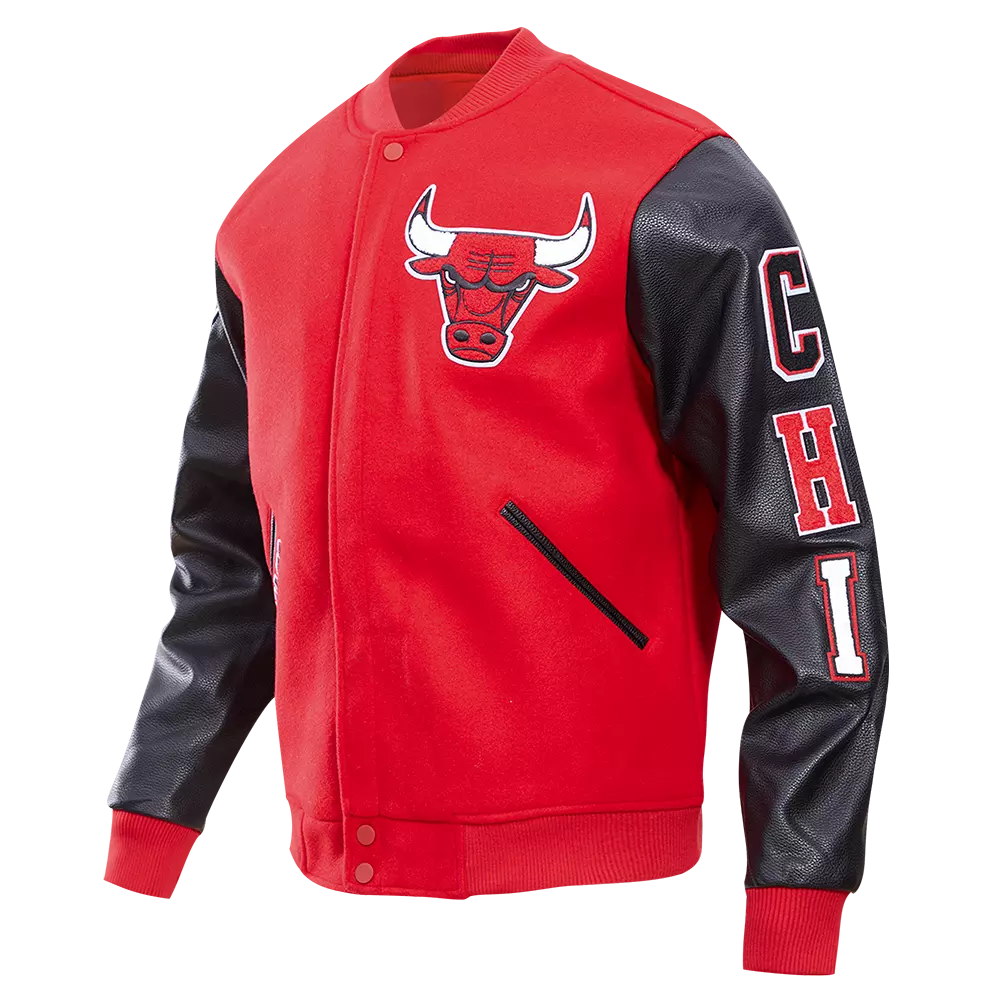 Pro Standard Men's Chicago Bulls Classic Wool Varsity Jacket -Red/Black - RED/BLACK