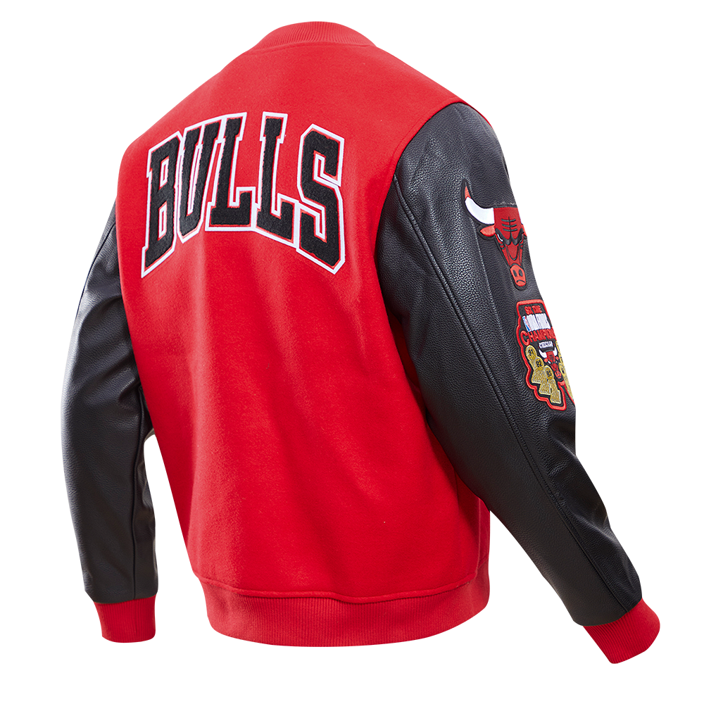 Pro Standard Men's Chicago Bulls Classic Wool Varsity Jacket - Red/Black - RED/BLACK Thumbnail View 4