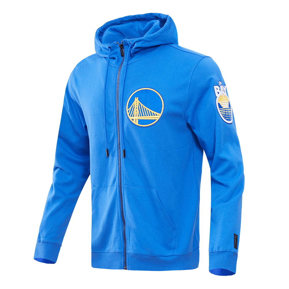 Pro Standard Men's Golden State Warriors Classic Chenille DK Full-Zip Pullover Jacket - Royal Blue - ROYAL BLUE Thumbnail View 3