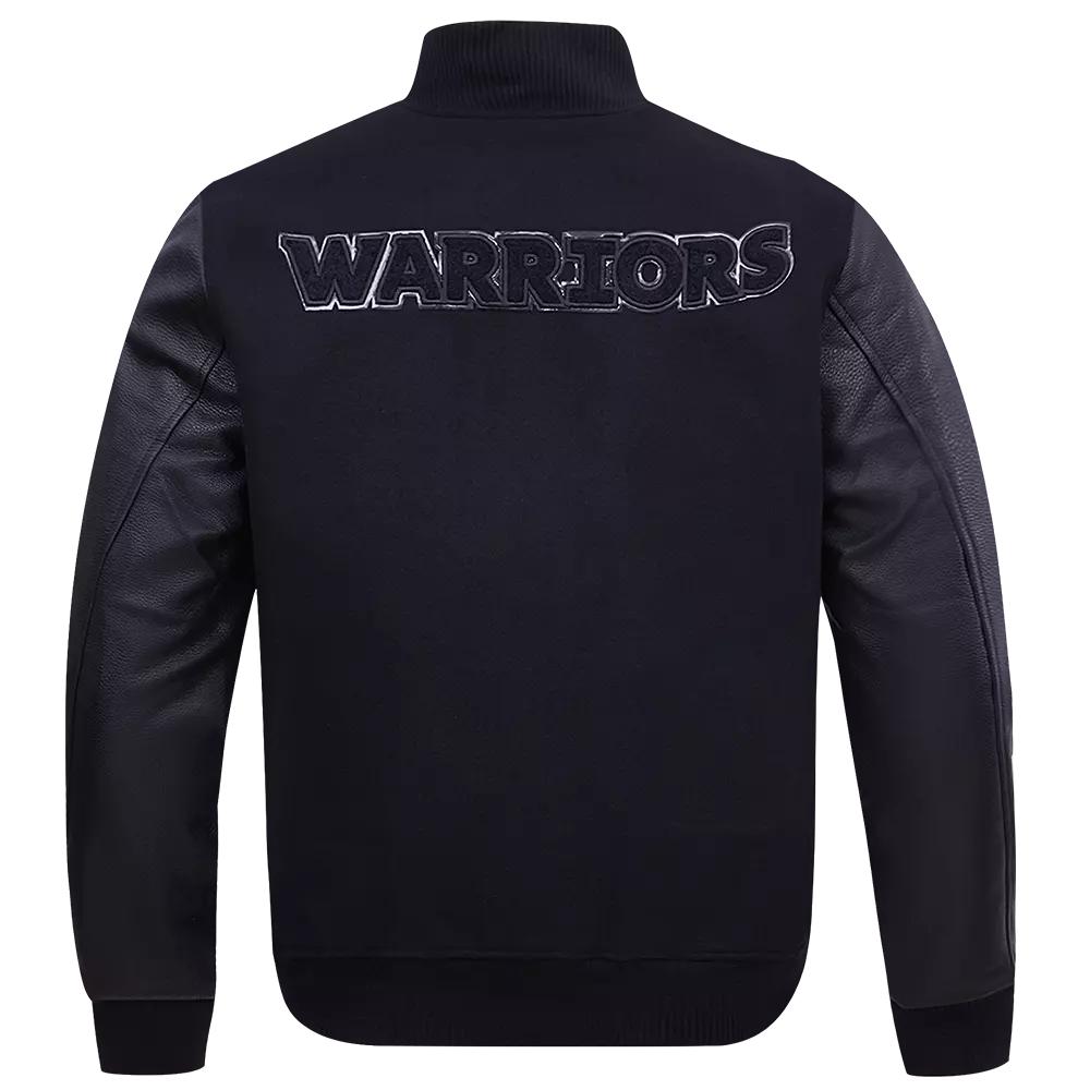 Pro Standard Men's Golden State Warriors Triple Black Varsity Jacket - BLACK