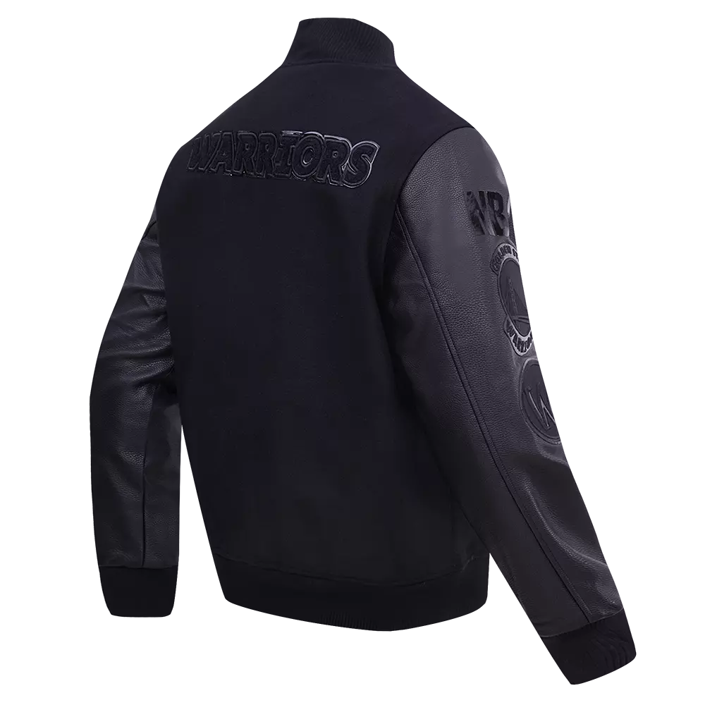 Pro Standard Men's Golden State Warriors Triple Black Varsity Jacket - BLACK