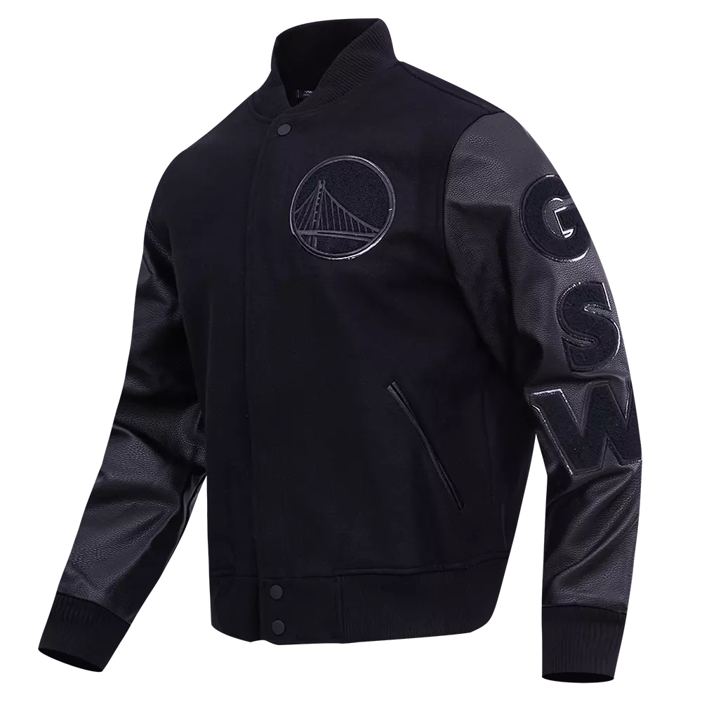 Pro Standard Men's Golden State Warriors Triple Black Varsity Jacket - BLACK