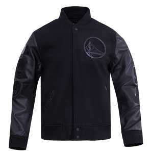 Pro Standard Men's Golden State Warriors Triple Black Varsity Jacket