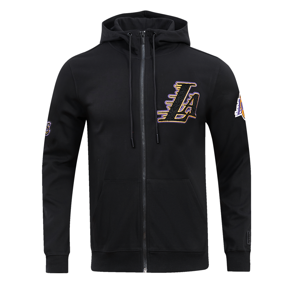 Pro Standard Men's Los Angeles Lakers Classic Chenille DK Full-Zip Pullover Jacket -Black - BLACK Thumbnail View 1