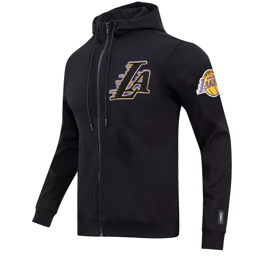 Pro Standard Men's Los Angeles Lakers Classic Chenille DK Full-Zip Pullover Jacket - Black - BLACK