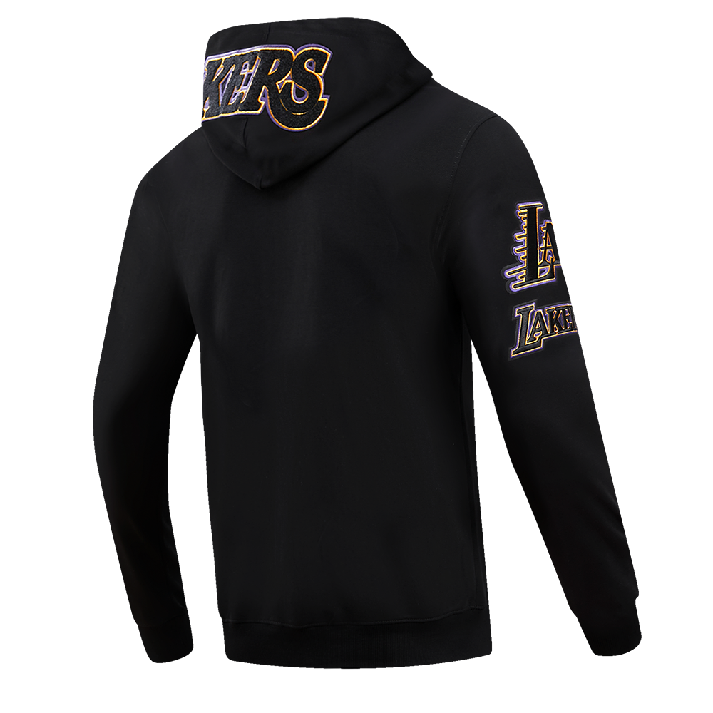 Pro Standard Men's Los Angeles Lakers Classic Chenille DK Full-Zip Pullover Jacket - Black - BLACK Thumbnail View 4