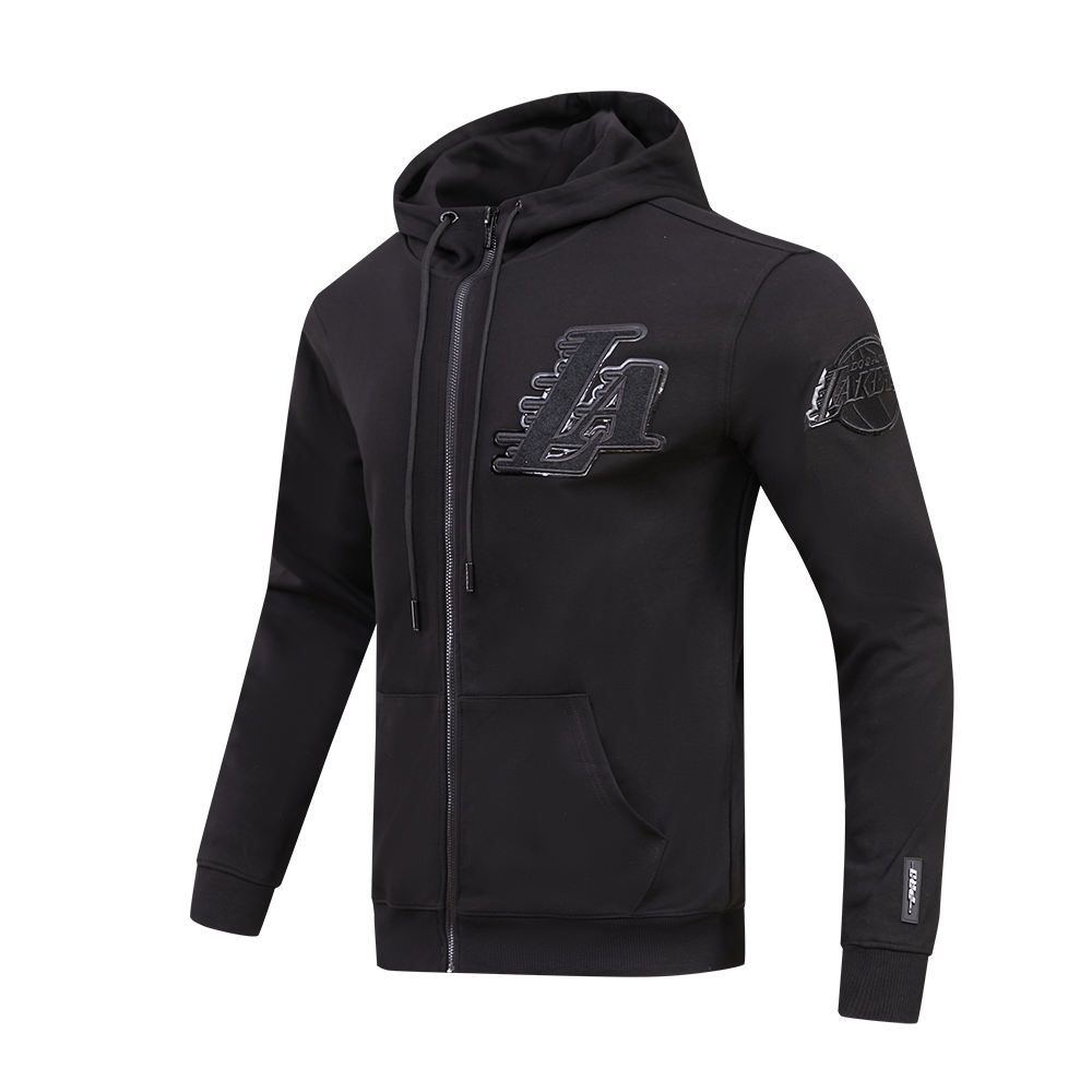 Pro Standard Men's Los Angeles Lakers Triple Black Zipper Jacket - BLACK Thumbnail View 3
