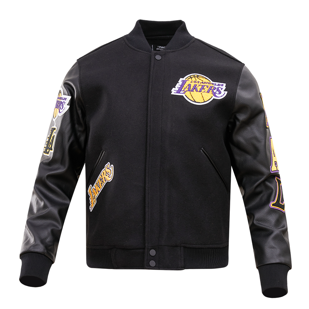 Pro Standard Men's Los Angeles Lakers Classic Wool Varsity Jacket - Black - BLACK Thumbnail View 1