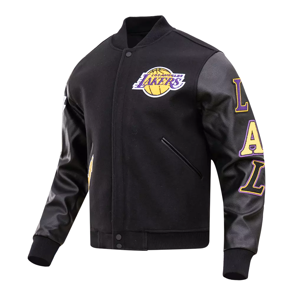 Pro Standard Men's Los Angeles Lakers Classic Wool Varsity Jacket - Black - BLACK
