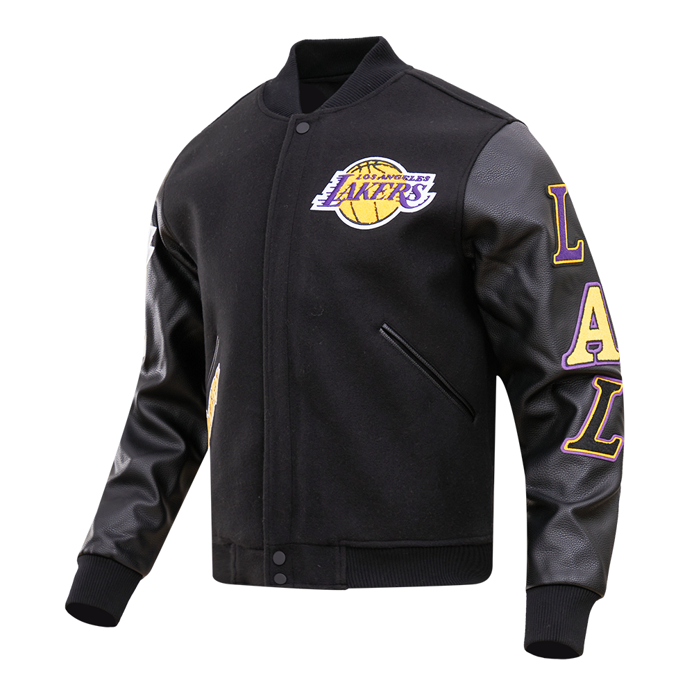 Pro Standard Men's Los Angeles Lakers Classic Wool Varsity Jacket -Black - BLACK Thumbnail View 3