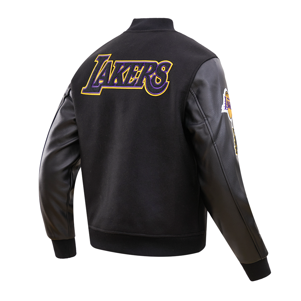 Pro Standard Men's Los Angeles Lakers Classic Wool Varsity Jacket -Black - BLACK Thumbnail View 4