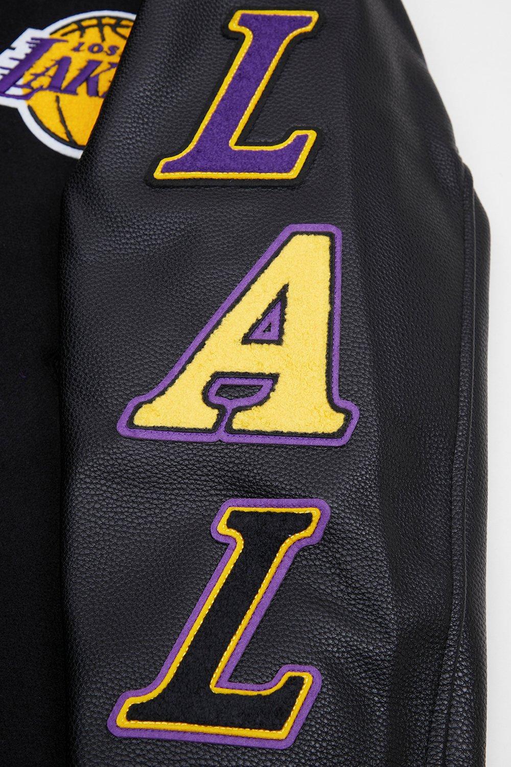 Pro Standard Men's Los Angeles Lakers Classic Wool Varsity Jacket -Black - BLACK Thumbnail View 8