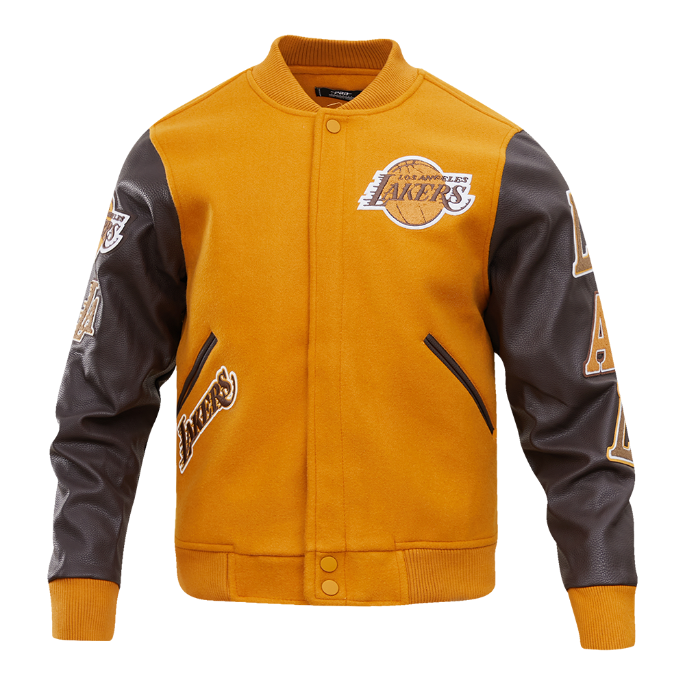 Pro Standard Men's Los Angeles Lakers Classic Wool Varsity Jacket - Brown - BROWN Thumbnail View 1