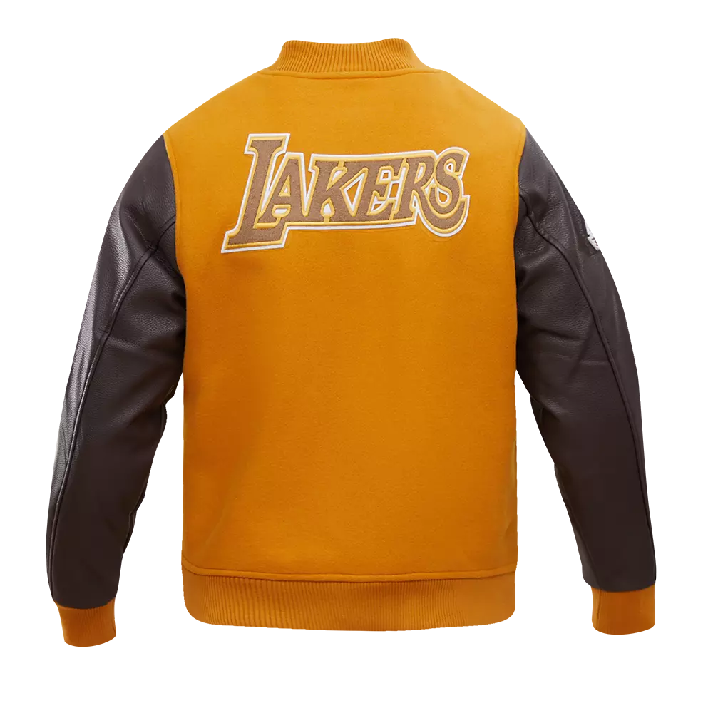 Pro Standard Men's Los Angeles Lakers Classic Wool Varsity Jacket -Brown - BROWN